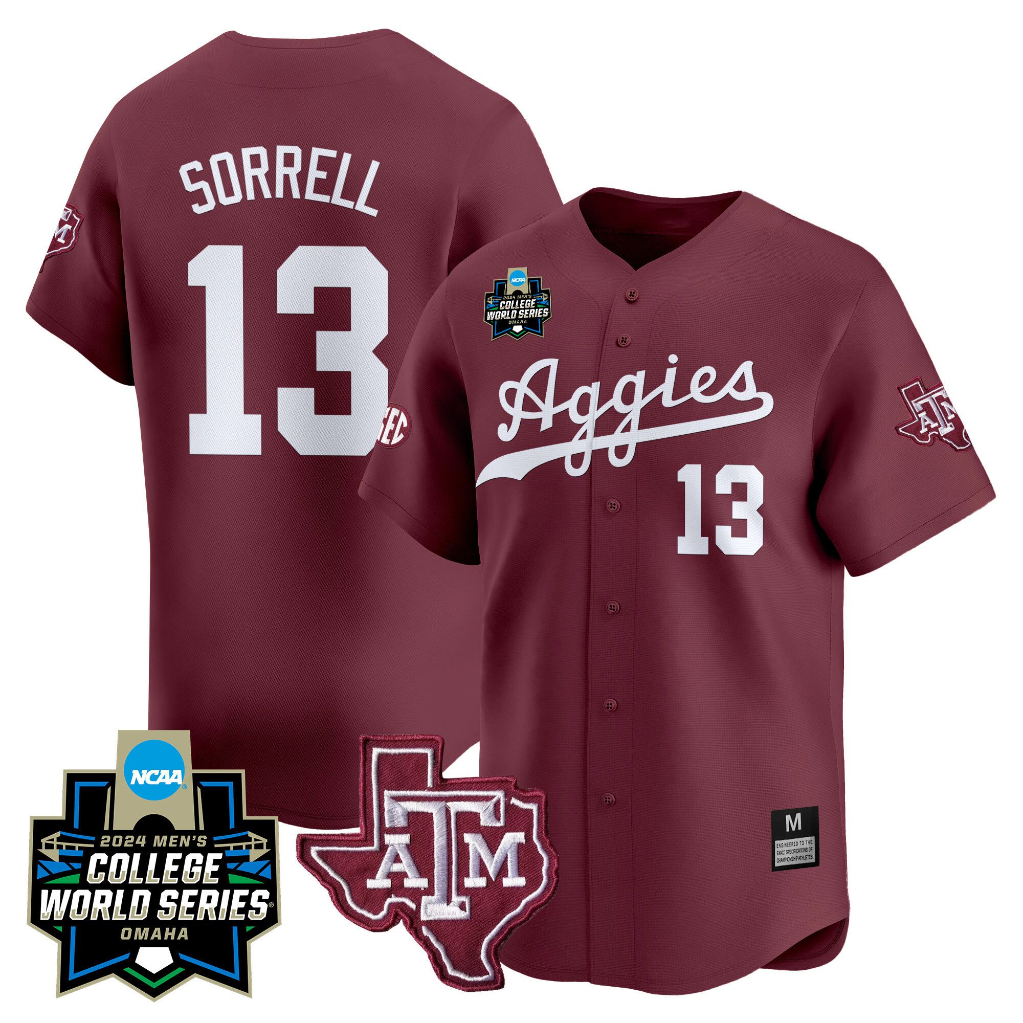 Men Texas A&M Aggies #13 Sorrell Red 2024 College World Series Vapor Premier Limited NCAA Jersey->indianapolis colts->NFL Jersey